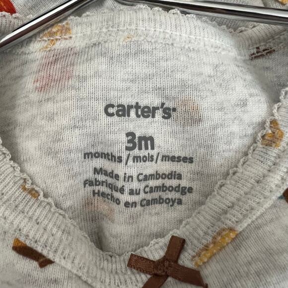 Carter’s thanksgiving print long sleeve onesie pie pumpkin turkey harvest - Picture 4 of 5